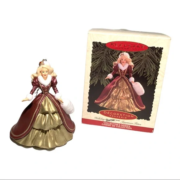 Christmas Barbie Ornament 1996 Holiday Barbie Doll Value Barbie